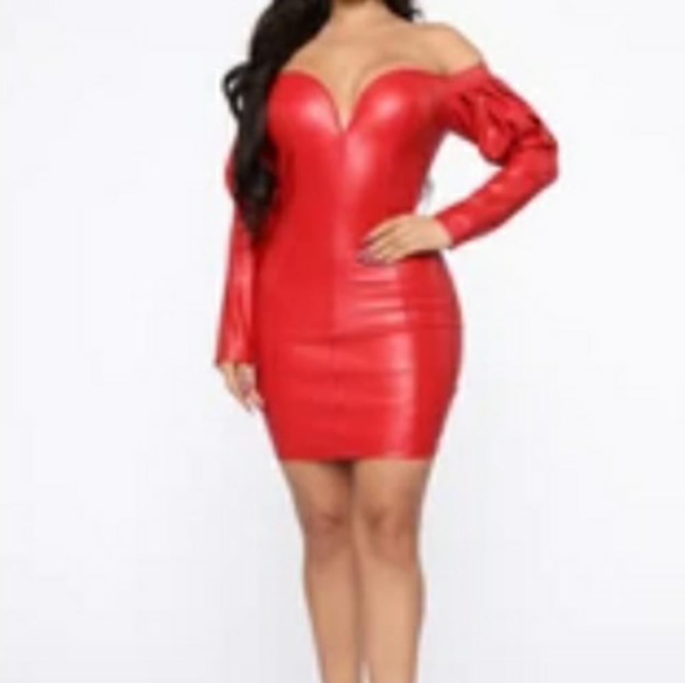 Red Leather dress Size Medium